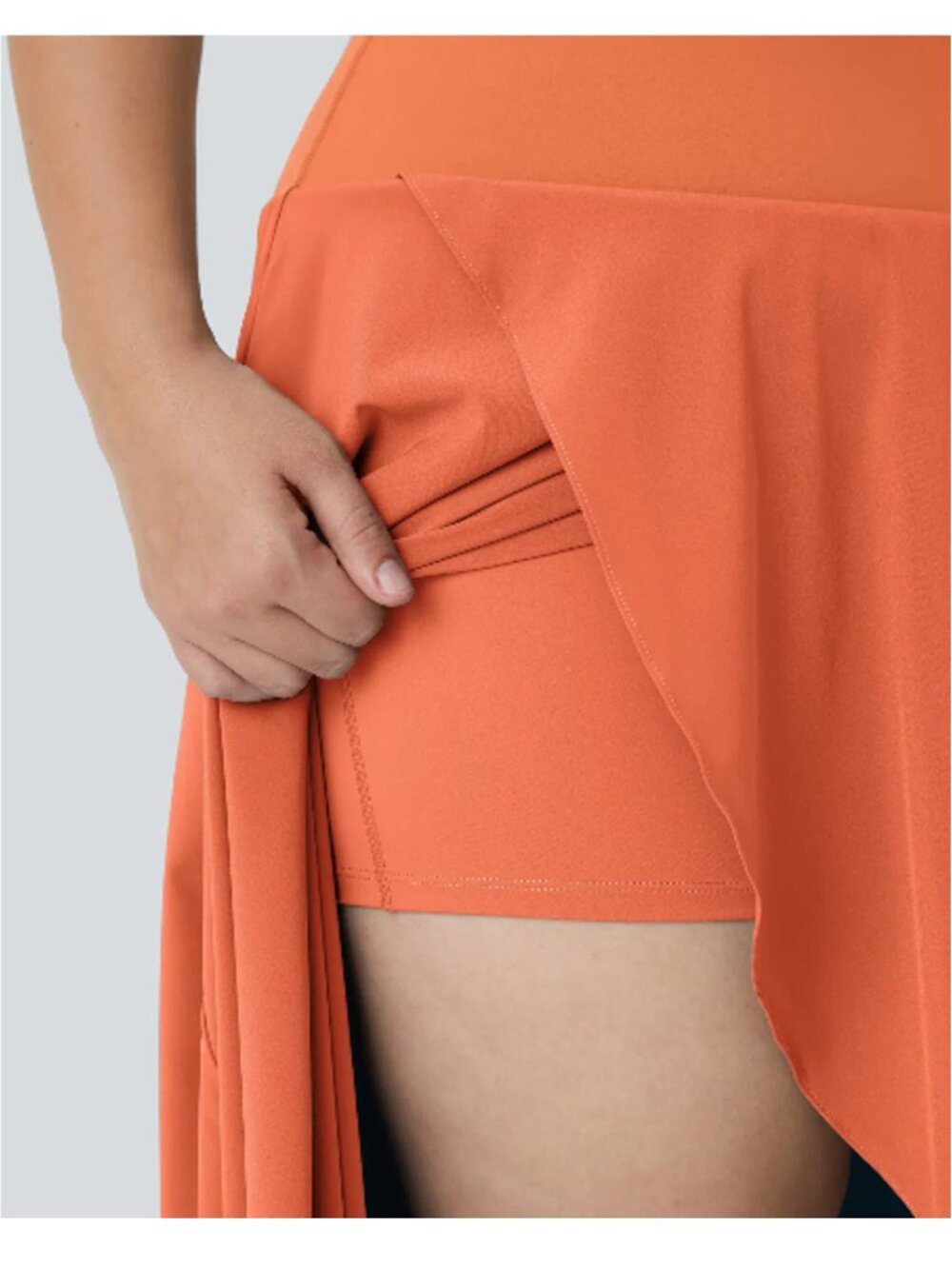 Halara Breezeful Midi Skirt Womens Sz XL Orange Stretch Skort Shorts Asymmetric - Picture 3 of 11
